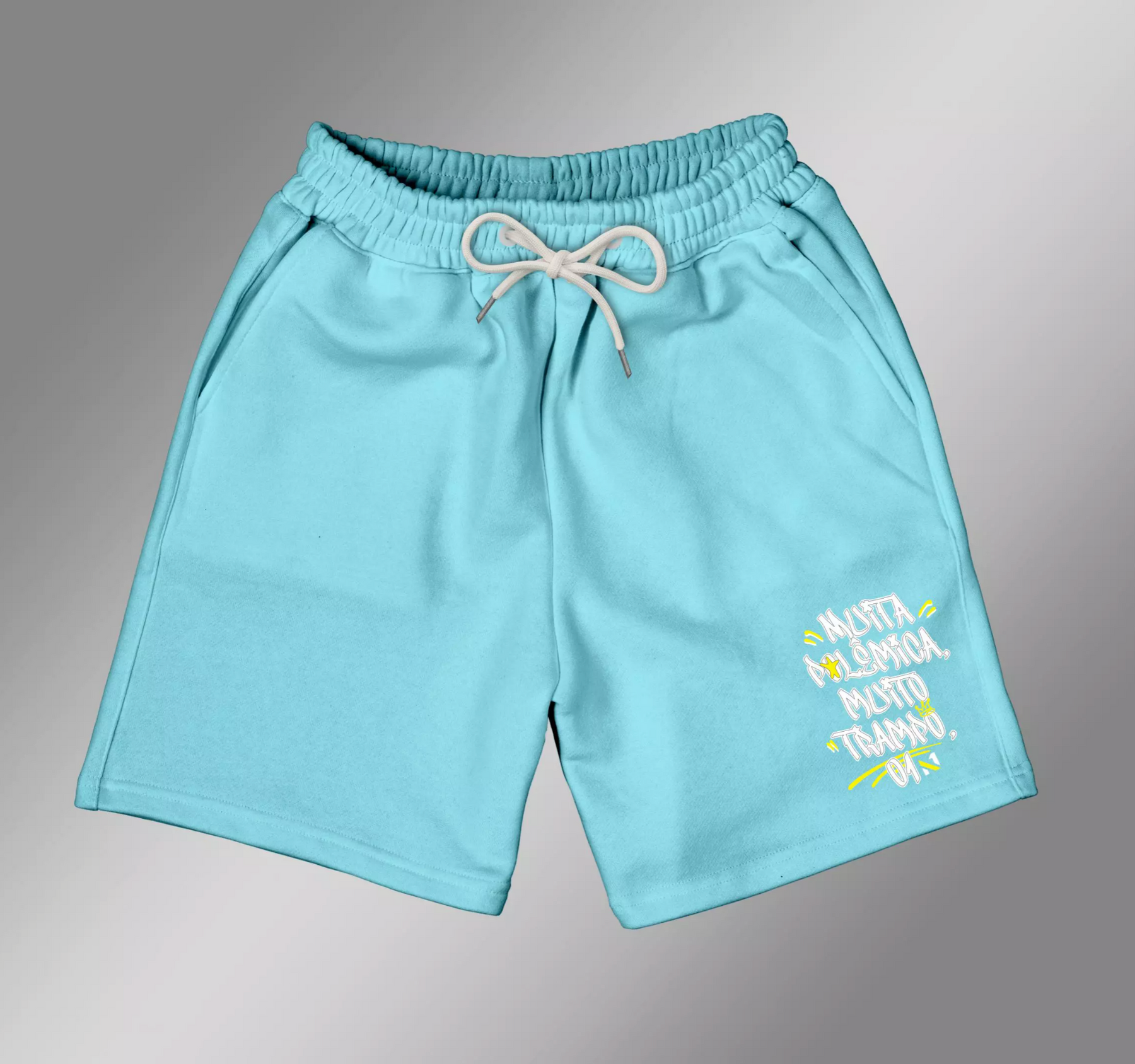 BERMUDA MOLETOM AZUL "MUITA POLEMICA"