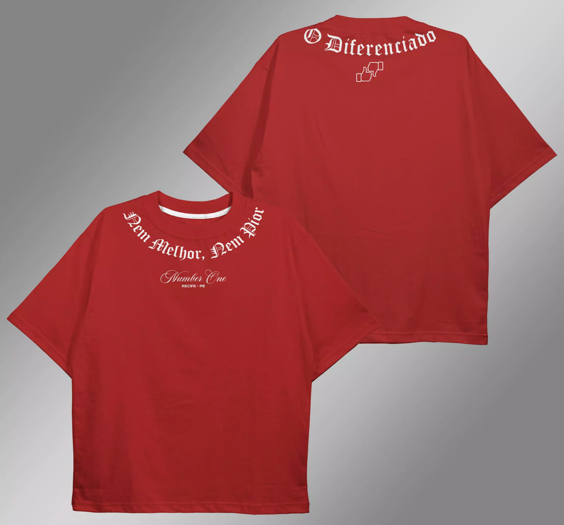 CAMISETA OVERSIZED VERMELHO "NEM MELHOR NEM PIOR"