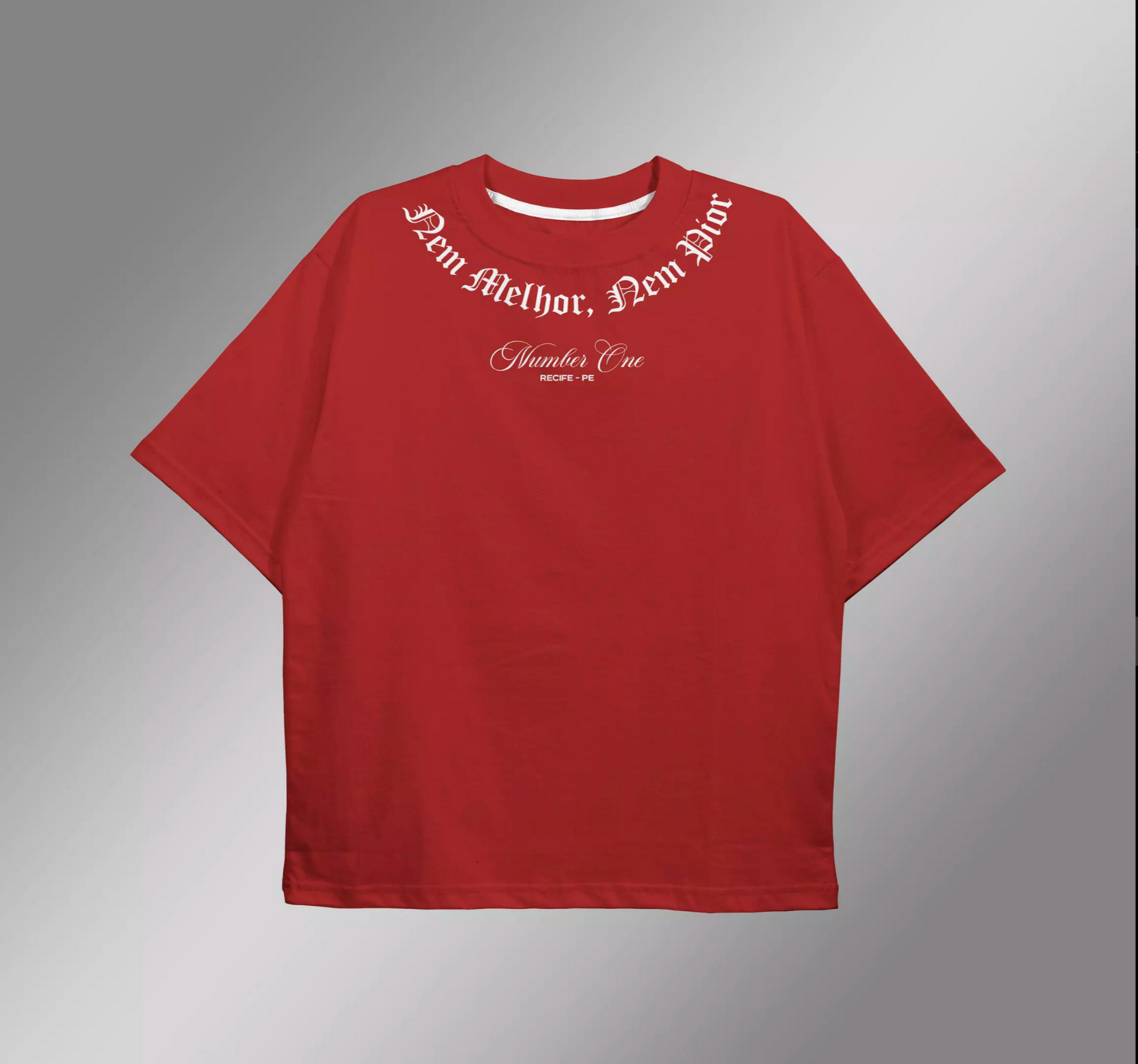 CAMISETA OVERSIZED VERMELHO "NEM MELHOR NEM PIOR"