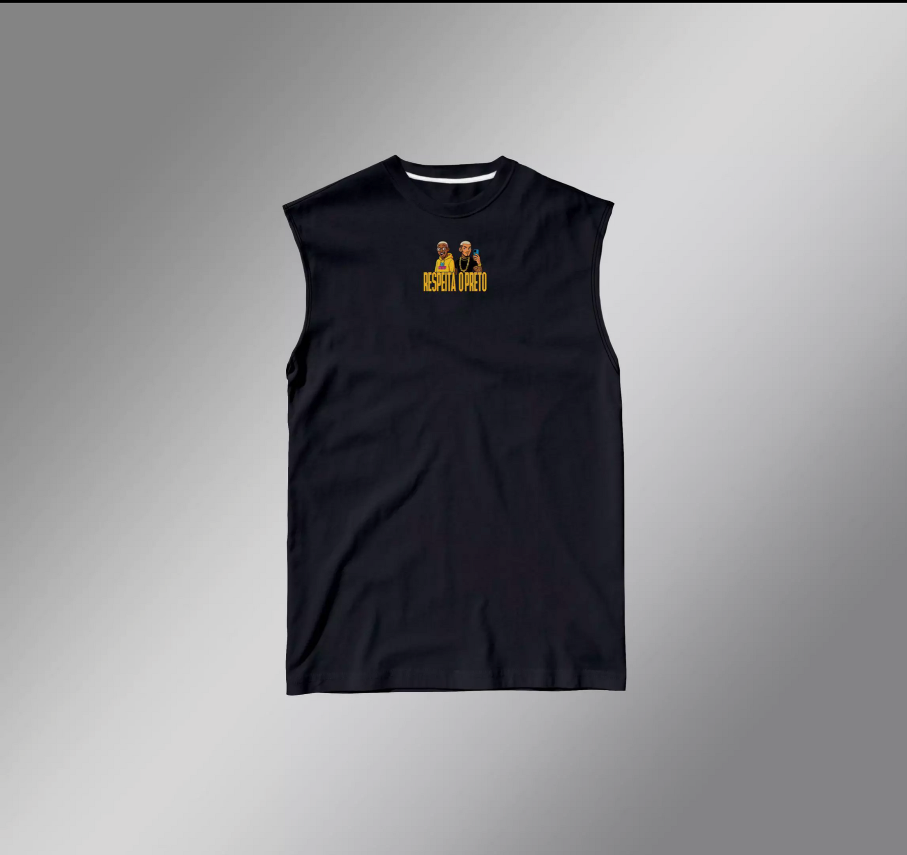 CAMISETA REGATA MACHÃO PRETA "RESPEITA O PRETO"