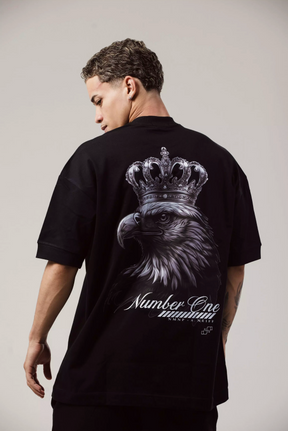 CAMISETA OVERSIZED PRETA "ÁGUIA NUMBER ONE"