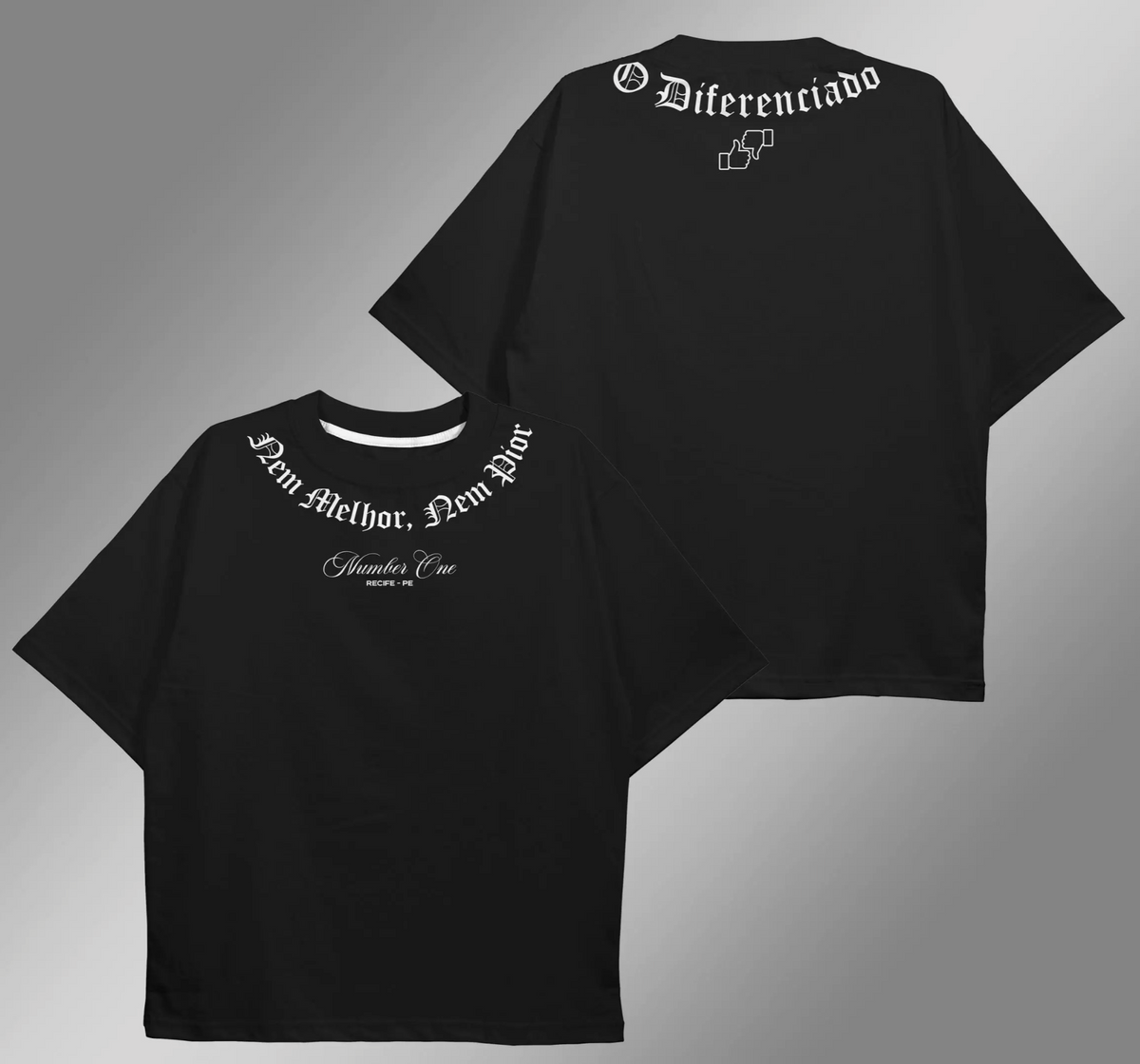 CAMISETA OVERSIZED PRETA "NEM MELHOR NEM PIOR"