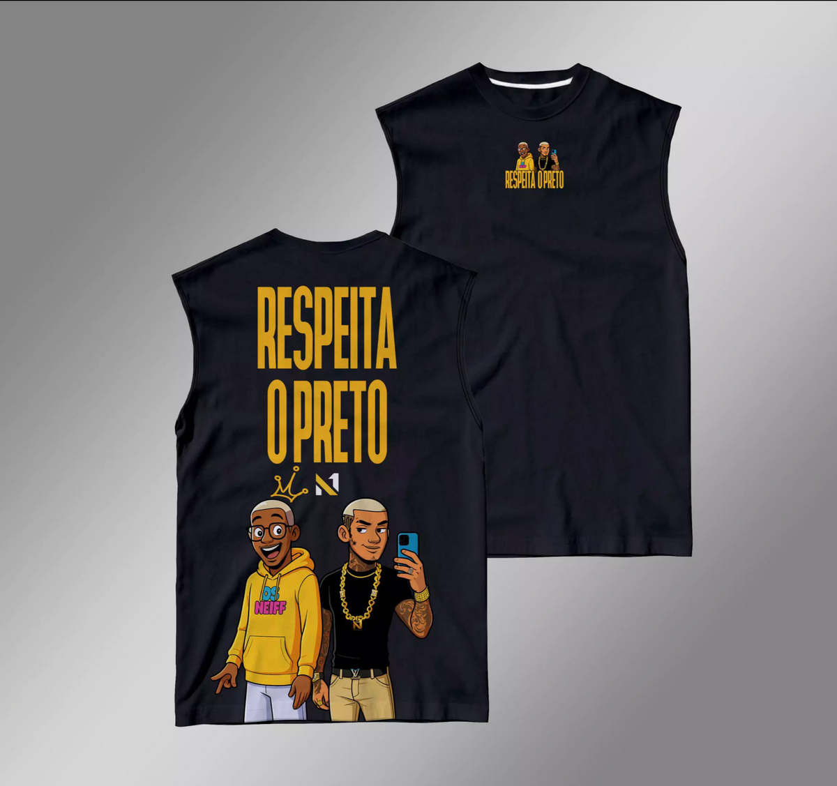 CAMISETA REGATA MACHÃO PRETA "RESPEITA O PRETO"